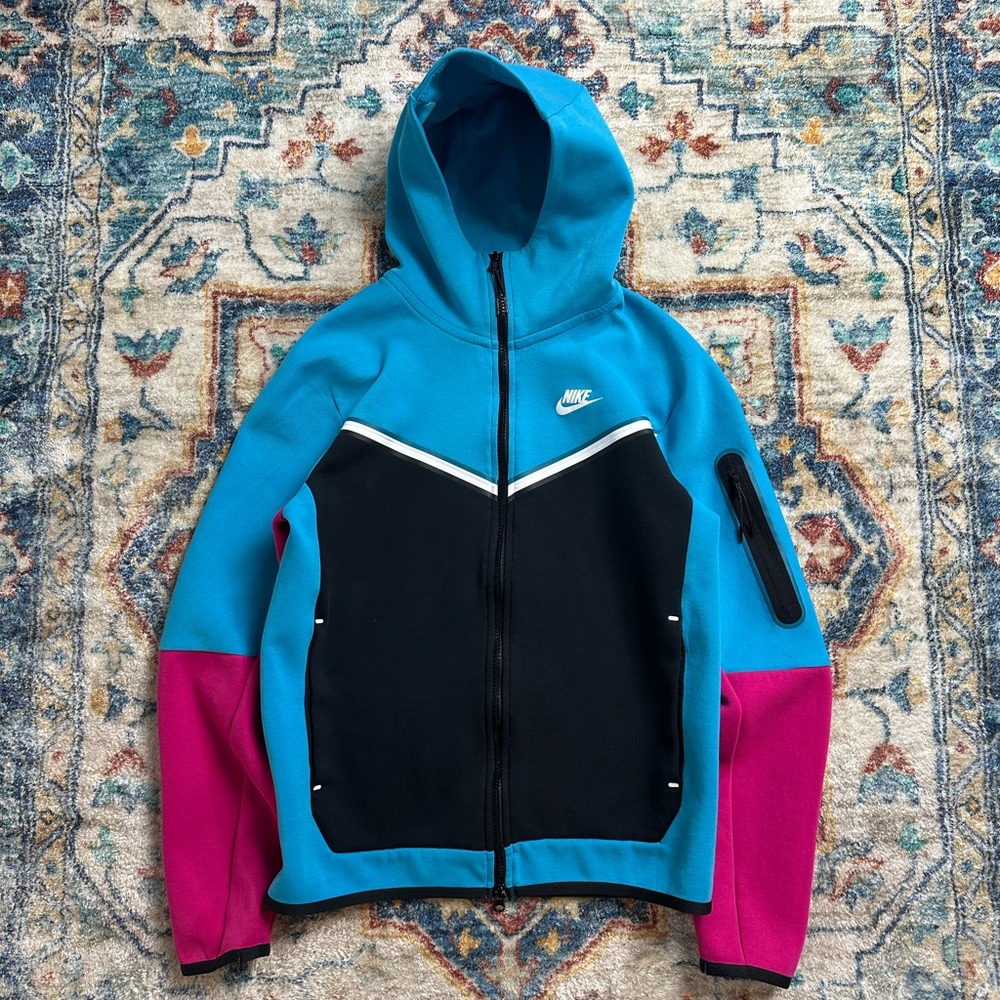 Nike Blue Black Pink Colorblock Full-Zip Hoodie